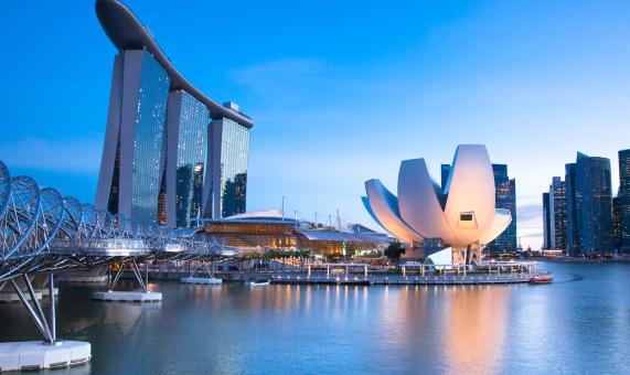 Marina Bay area at night, Singapore.